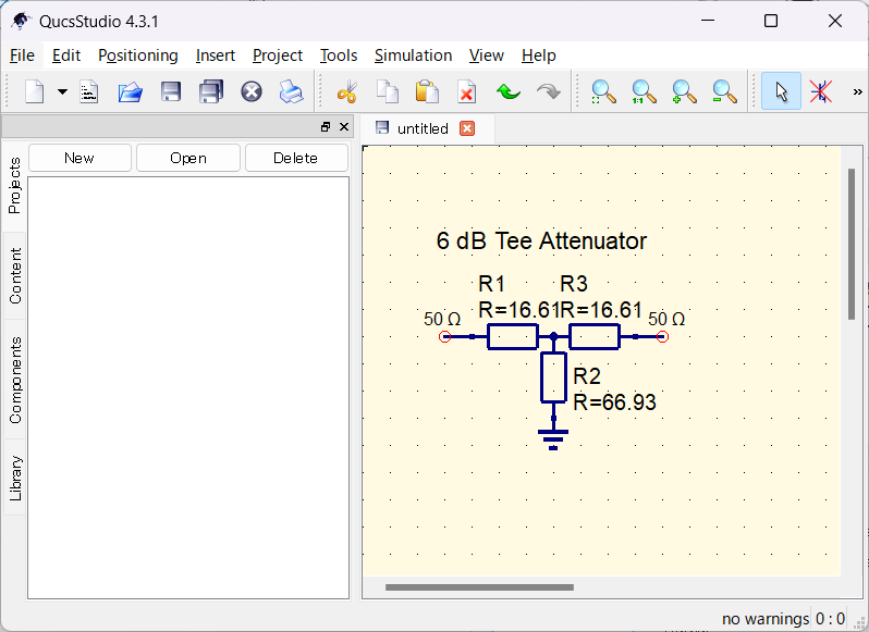 Insertion du circuit dans Qucs