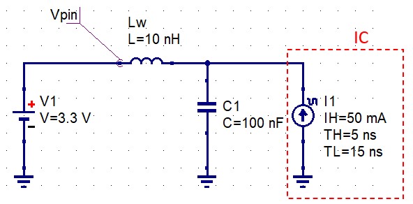 A decoupling capacitor placed right next to the IC acting as an instant source of switching current